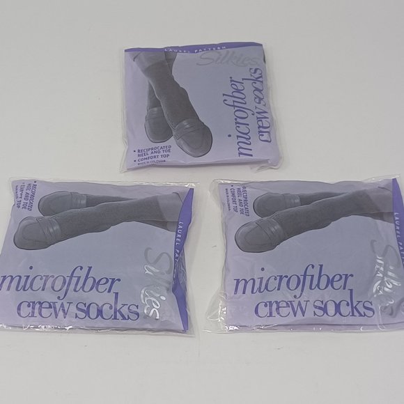 Three (3) Pairs of Silkies Women's Black Microfiber Socks - Picture 1 of 7